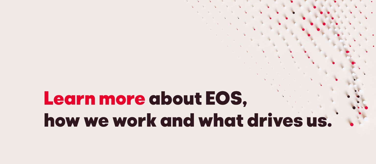 Триизмерно лого на EOS на размазан фон